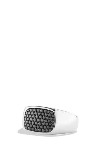Men's David Yurman 'pave' Signet Ring With Grey Sapphires