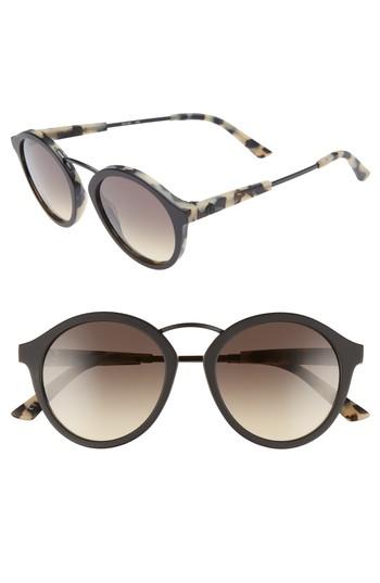 Women's Electric Mix Tape 52mm Mirrored Round Sunglasses - Black Tortoise/ Black Gradient