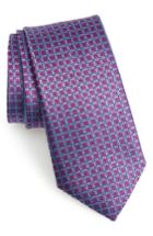 Men's Canali Neat Geometric Silk Tie, Size - Purple