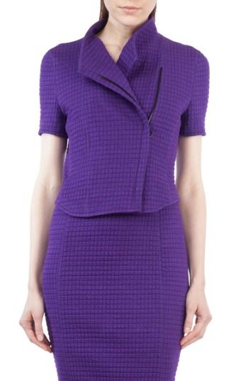Women's Akris Punto Waffle Jersey Biker Jacket - Purple
