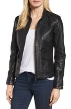 Women's Bernardo Kerwin Pocket Detail Leather Jacket - Black