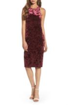 Women's Morgan & Co. Cutout Back Velvet Sheath Dress /2 - Burgundy