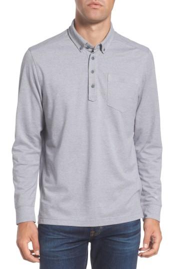 Men's Nordstrom Men's Shop Long Sleeve Polo, Size - Grey