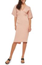 Women's Topshop Text V-plunge Midi Dress Us (fits Like 0) - Pink