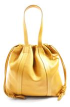 Topshop Premium Leather Drawstring Shoulder Bag - Yellow