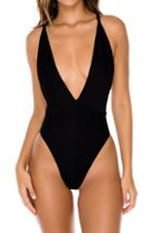 Women's Luli Fama Deep-v Cross Back One-piece Swimsuit - Black