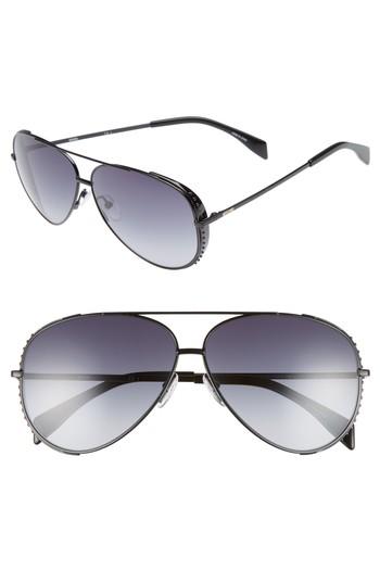 Women's Moschino 61mm Metal Aviator Sunglasses - Black