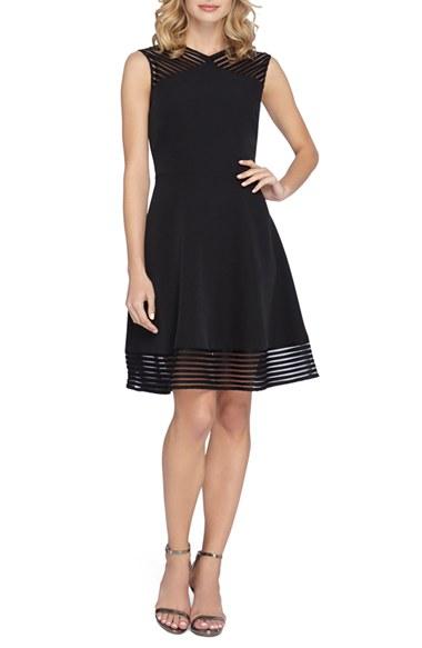 Women's Tahari Crepe Fit & Flare Dress - Black