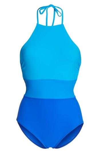 Women's Diane Von Furstenberg Halter One-piece Swimsuit - Blue