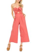 Women's Astr The Label Mara Strapless Cotton & Linen Jumpsuit - Pink