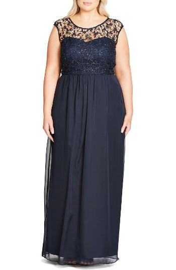 Women's City Chic Sequin Lace Gown