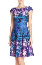 Women's Adrianna Papell Floral Print Scuba Fit & Flare Dress - Blue