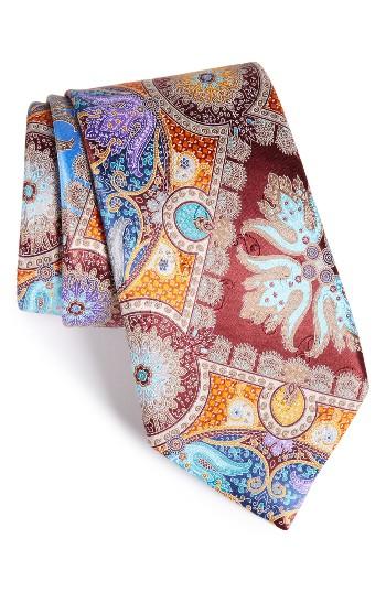 Men's Ermenegildo Zegna Quindici Paisley Silk Tie, Size - Orange