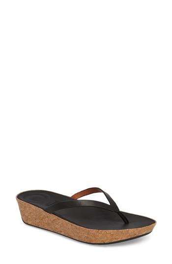 Women's Fitflop Linney Wedge Flip Flop M - Black