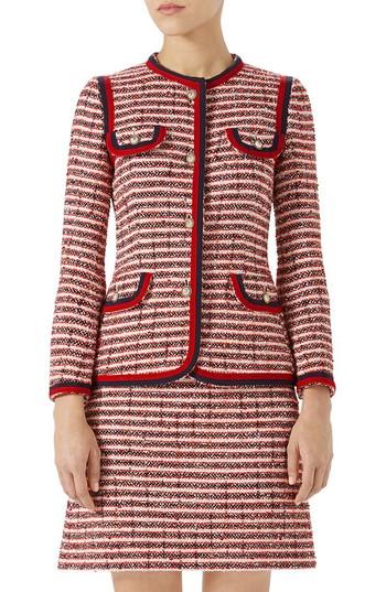 Women's Gucci Stripe Tweed Jacket Us / 36 It - Red