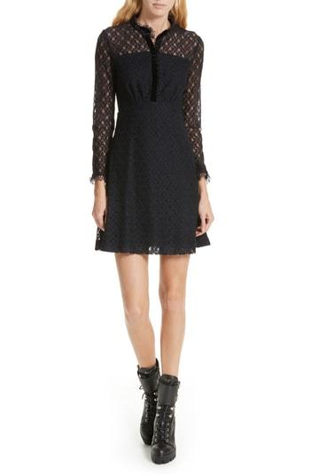 Women's Sandro Lace Overlay Mini Dress Us / 34 Fr - Blue