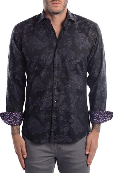 Men's Bertigo Paisley Modern Fit Sport Shirt - Black