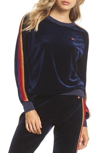 Women's Aviator Nation Velvet Crewneck Sweatshirt - Blue