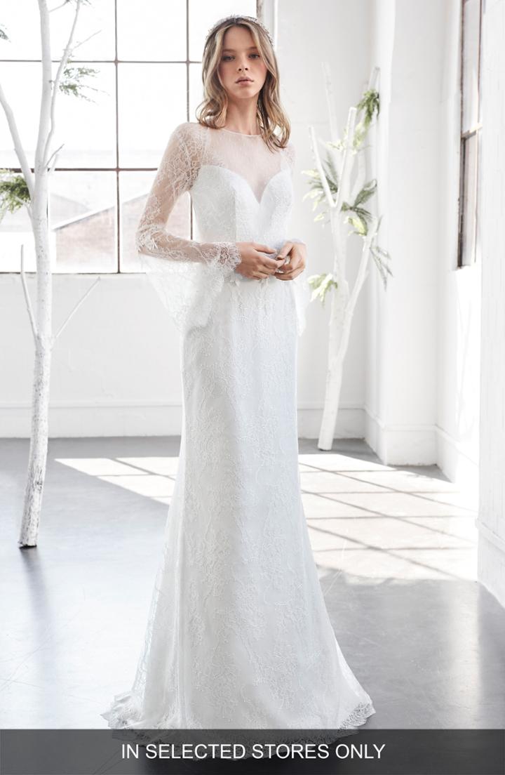 Women's Inmaculada Garcia Rubi Bell Sleeve Illusion Sheath Gown