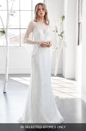 Women's Inmaculada Garcia Rubi Bell Sleeve Illusion Sheath Gown