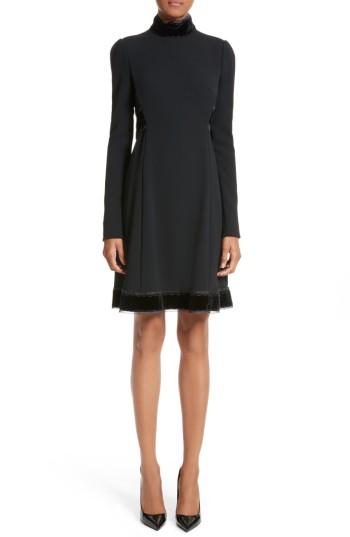 Women's Dolce & Gabbana Velvet Trim Cady Turtleneck Dress
