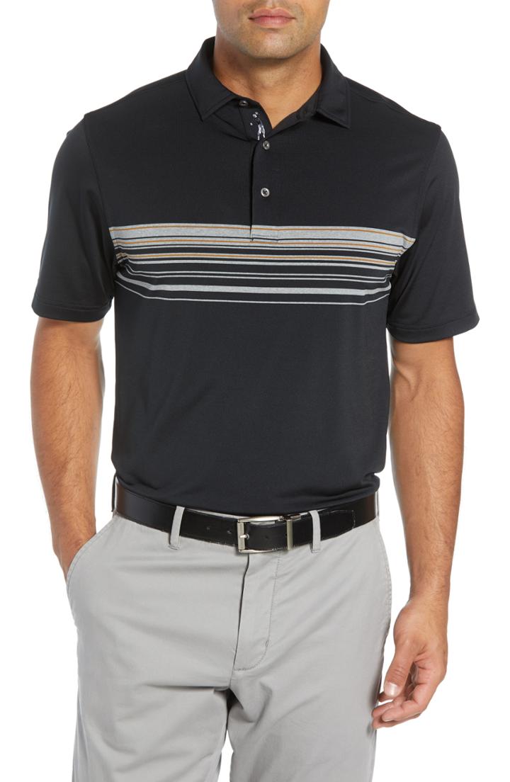 Men's Bobby Jones Xh20 Gable Stripe Jersey Polo, Size - Black