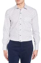Men's David Donahue Regular Fit Dot Print Sport Shirt - White