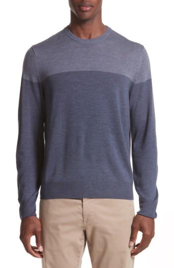 Men's Canali Colorblock Wool Sweater R - Blue