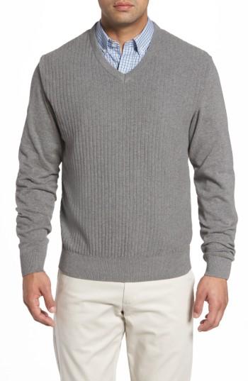 Men's Cutter & Buck Bryant V-neck Sweater - Grey