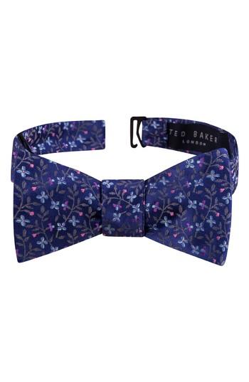Men's Ted Baker London Vine Botanical Silk Bow Tie, Size - Grey