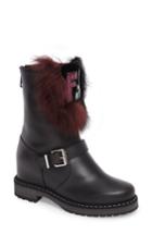 Women's Fendi Caroline Genuine Alpaca Fur & Genuine Shearling Engineer Boot .5us / 36eu - Black
