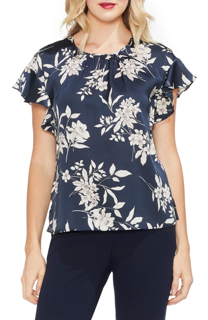 Women's Vince Camuto Etched Bouquet Blouse - Blue