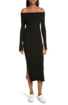 Women's Milly Off The Shoulder Ribbed Maxi Dress, Size - Black