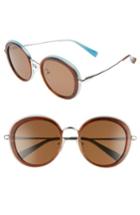 Women's Blanc & Eclare Portofino 54mm Polarized Sunglasses - Blue Jay/ Silver/ Solid Brown