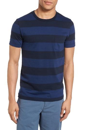 Men's French Connection Varsity View Stripe Slim T-shirt, Size - Blue