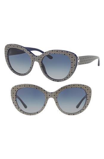 Women's Tory Burch Serif T 55mm Cat Eye Sunglasses - Navy