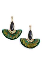 Women's Gas Bijoux Mini Serti Paon Feathered Drop Earrings