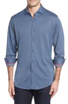 Men's Stone Rose Slim Fit Herringbone Knit Sport Shirt (s) - Blue