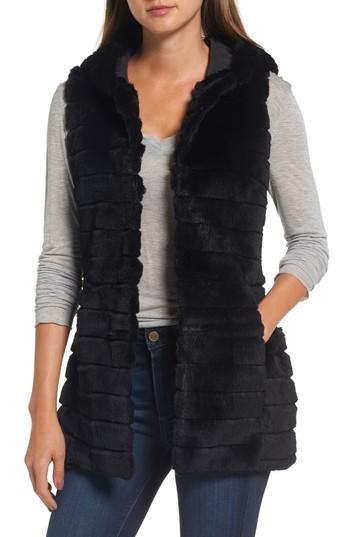 Women's Love Token Genuine Rabbit Fur Hooded Vest