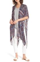 Women's Nyc Underground Geo Print Ruana, Size - Black