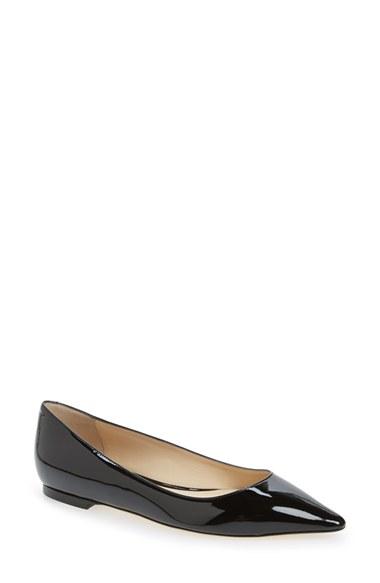 Women's Jimmy Choo 'romy' Pointy Toe Flat .5us / 34.5eu - Black