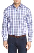 Men's Peter Millar Regular Fit Plaid Sport Shirt, Size - Blue