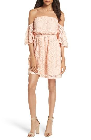 Women's Soprano Blouson Lace Minidress - Coral