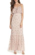 Women's Adrianna Papell Embellished Mesh Popover Gown - Pink