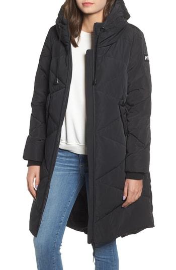 Women's Nvlt Water Repellent Hooded Down Coat - Black