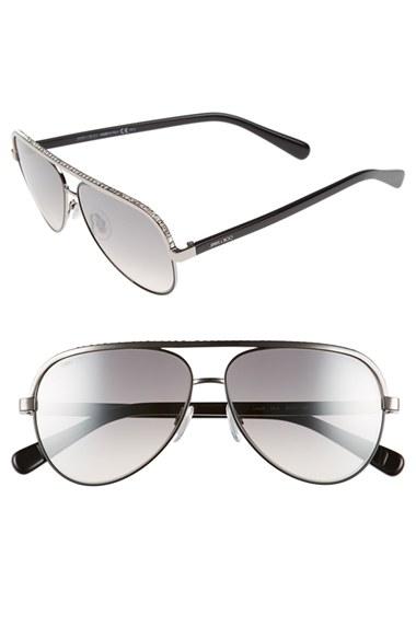 Women's Jimmy Choo 'linas' 59mm Aviator Sunglasses - Ruthenium