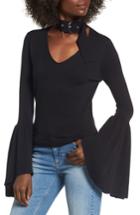 Women's Leith Buckled Choker Bell Sleeve Sweater, Size - Black