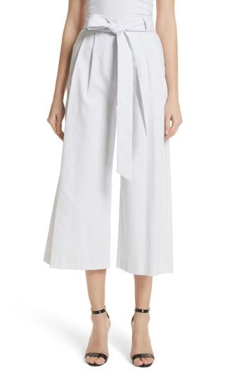 Women's Milly Natalie Crop Tie Waist Pants - Grey