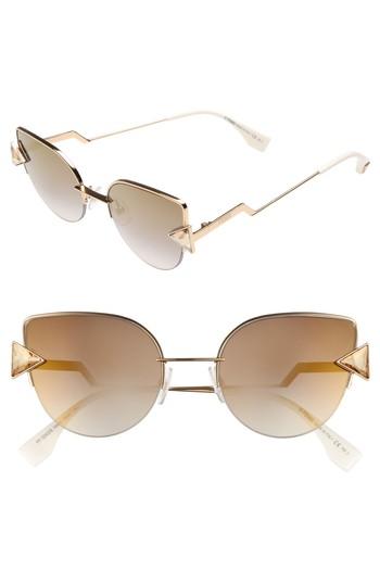 Women's Fendi Rainbow 52mm Semi-rimless Sunglasses - Rose Gold