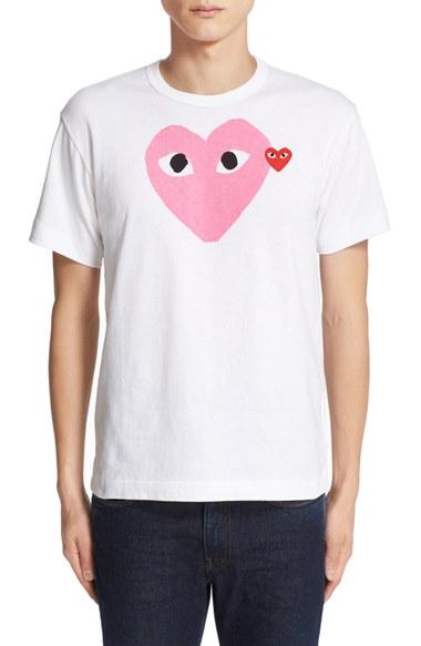 Men's Comme Des Garcons Play Heart Print T-shirt - Pink